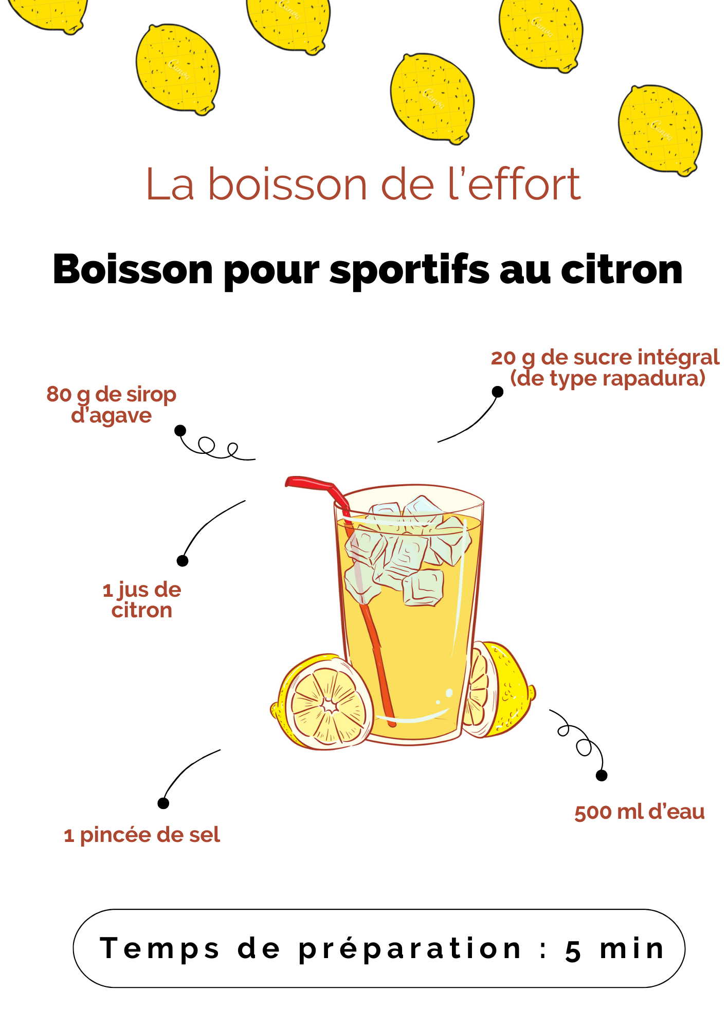 Boisson deffort pour sportifs au citron