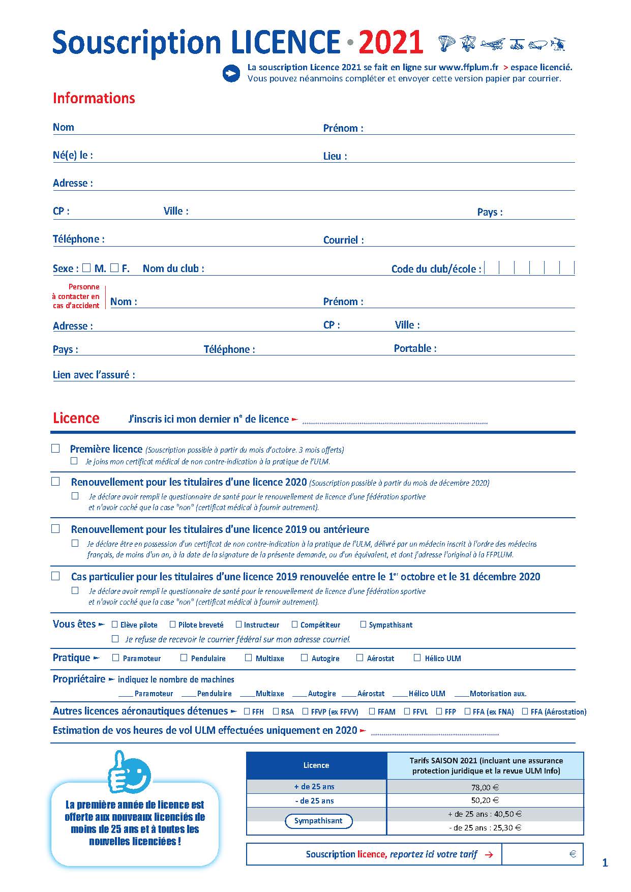 licence 2021